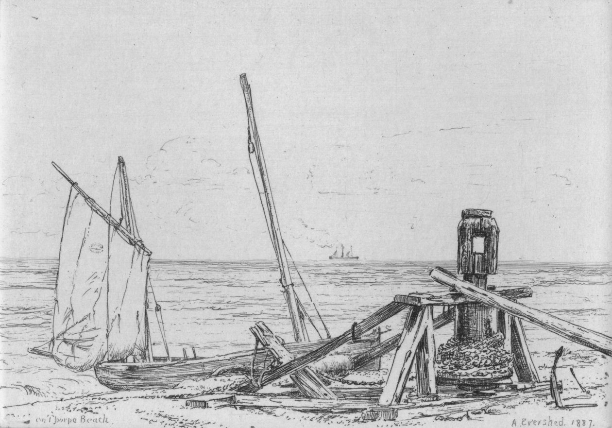 „Na plaży Thorpe”, 1887. autorstwa Arthur Evershed
