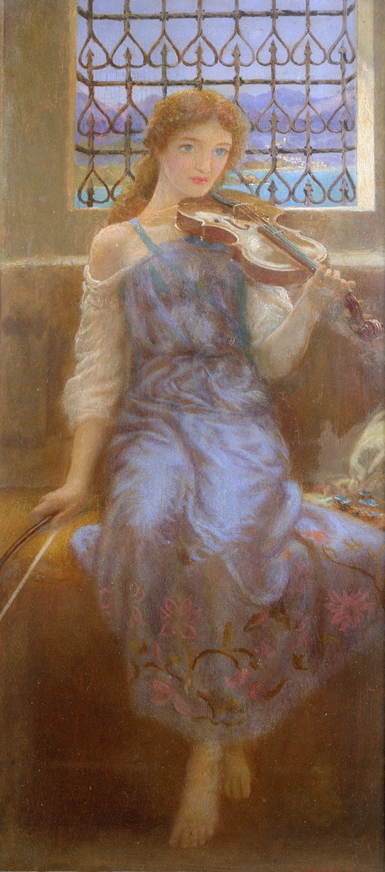 Dziewczyna ze skrzypcami autorstwa Arthur Hughes
