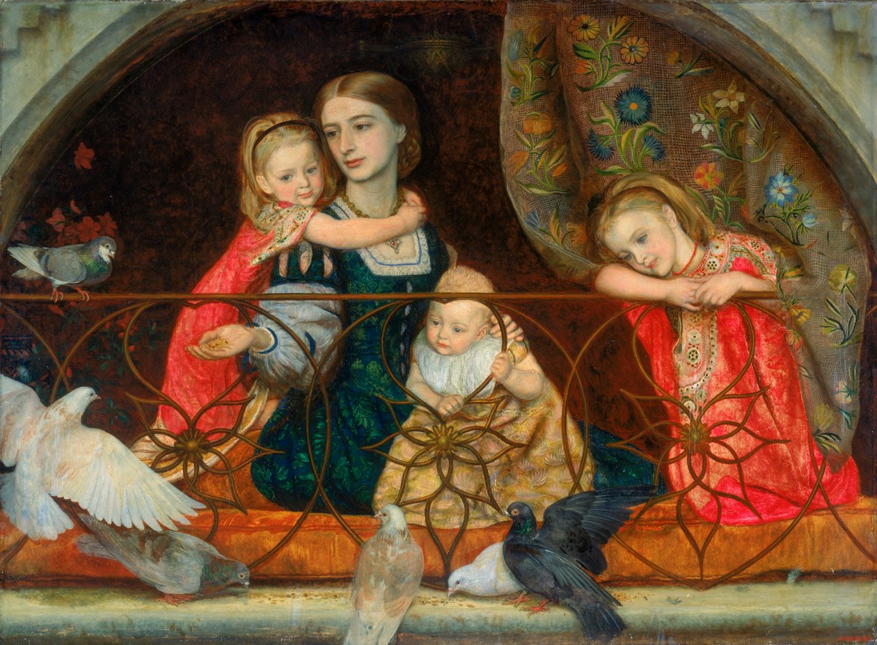 Pani Leathart i jej troje dzieci, ok. 1863-65 autorstwa Arthur Hughes