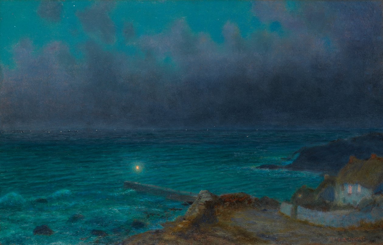 Nocni pracownicy (olej na pokładzie) autorstwa Arthur Hughes