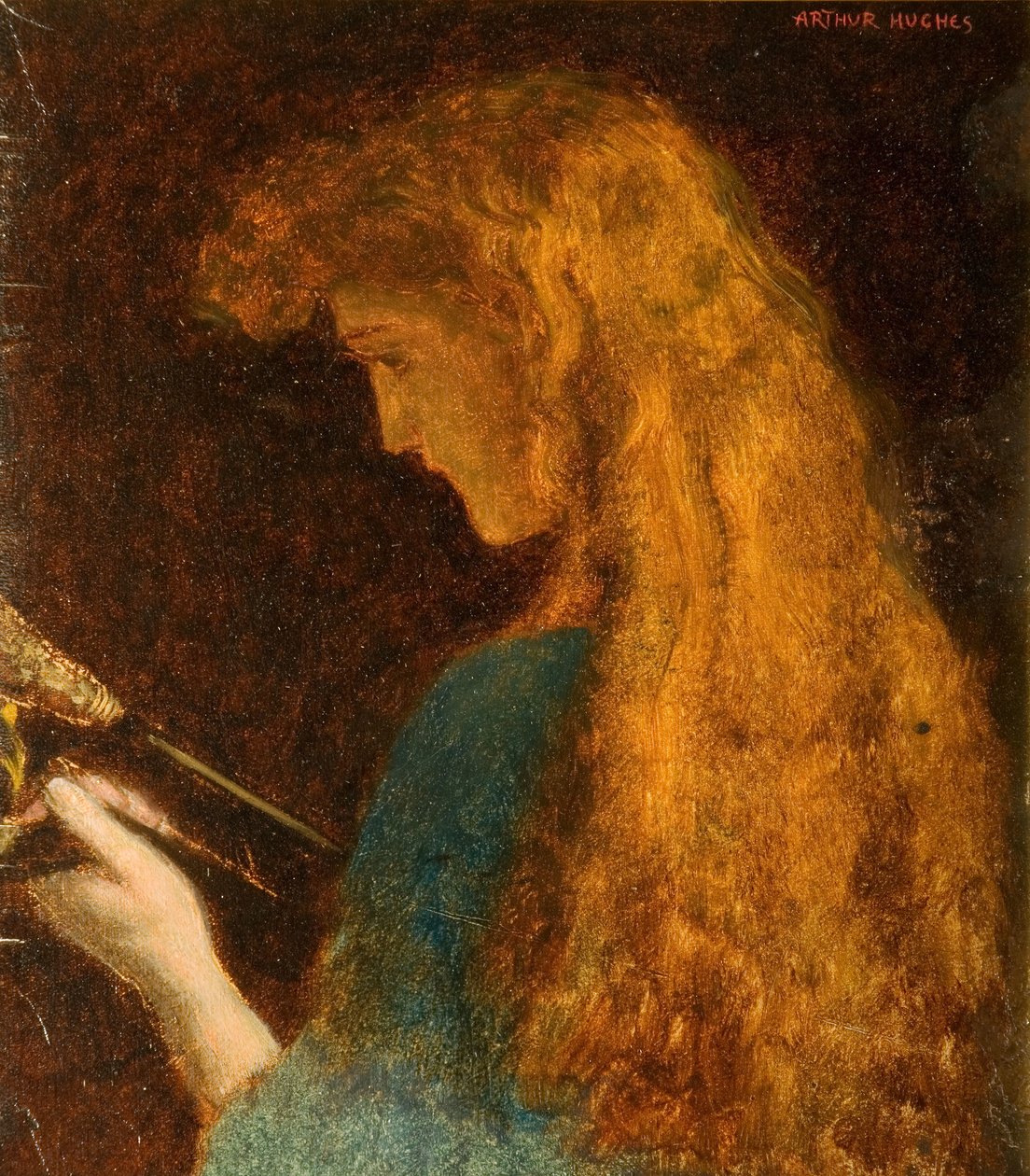 Studium głowy dziewczyny, 1880-1886. autorstwa Arthur Hughes