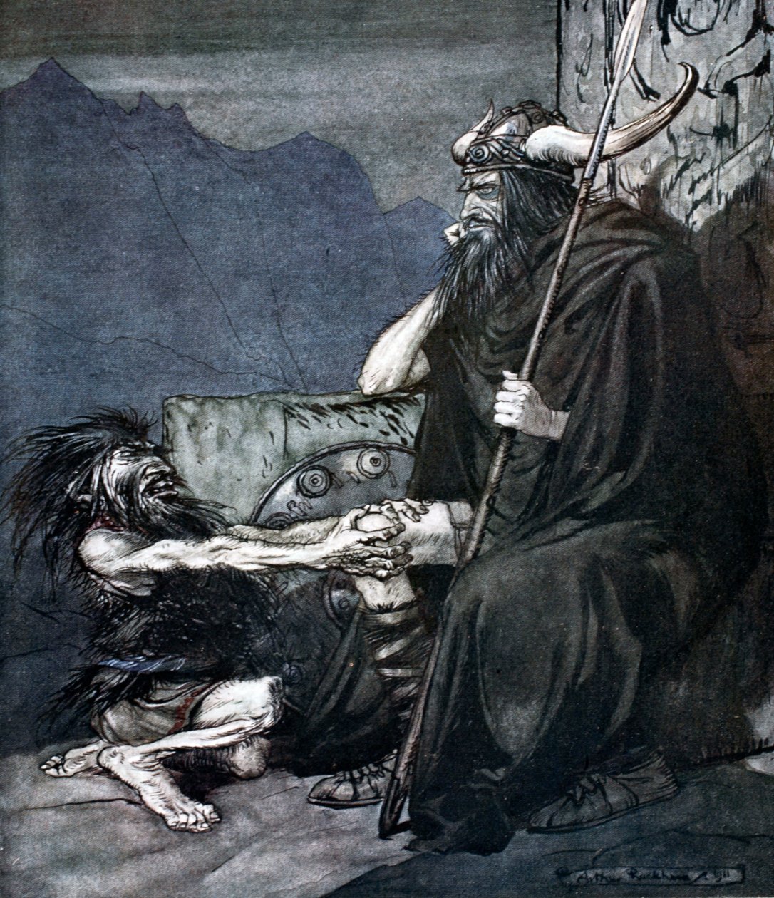 „Przysięgnij mi, Hagen, mój synu!”, 1924. autorstwa Arthur Rackham