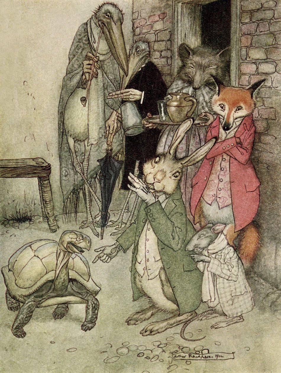 Zając i żółw autorstwa Arthur Rackham