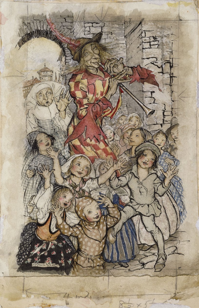 Pied Piper i dzieci, autorstwa Arthur Rackham
