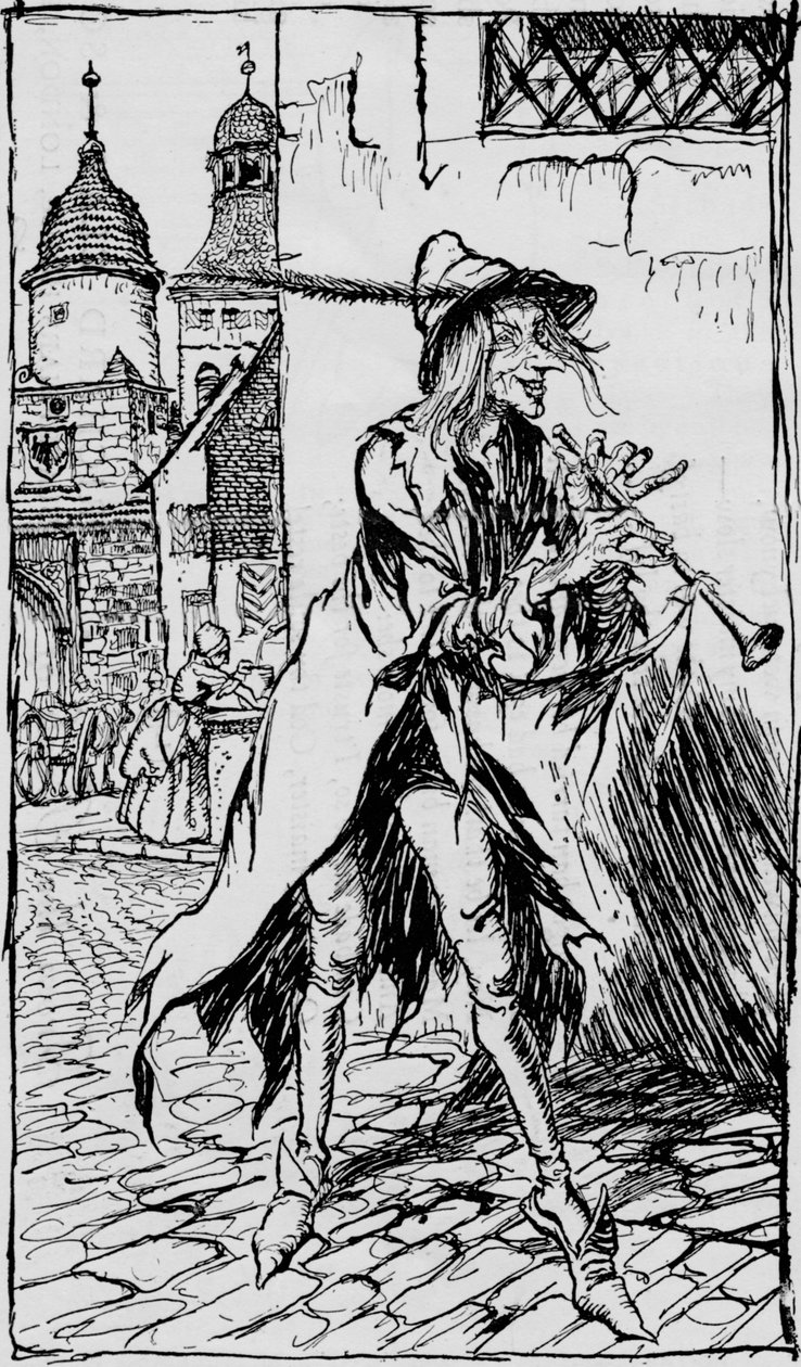 Pied Piper z Hamelin, 1934 autorstwa Arthur Rackham