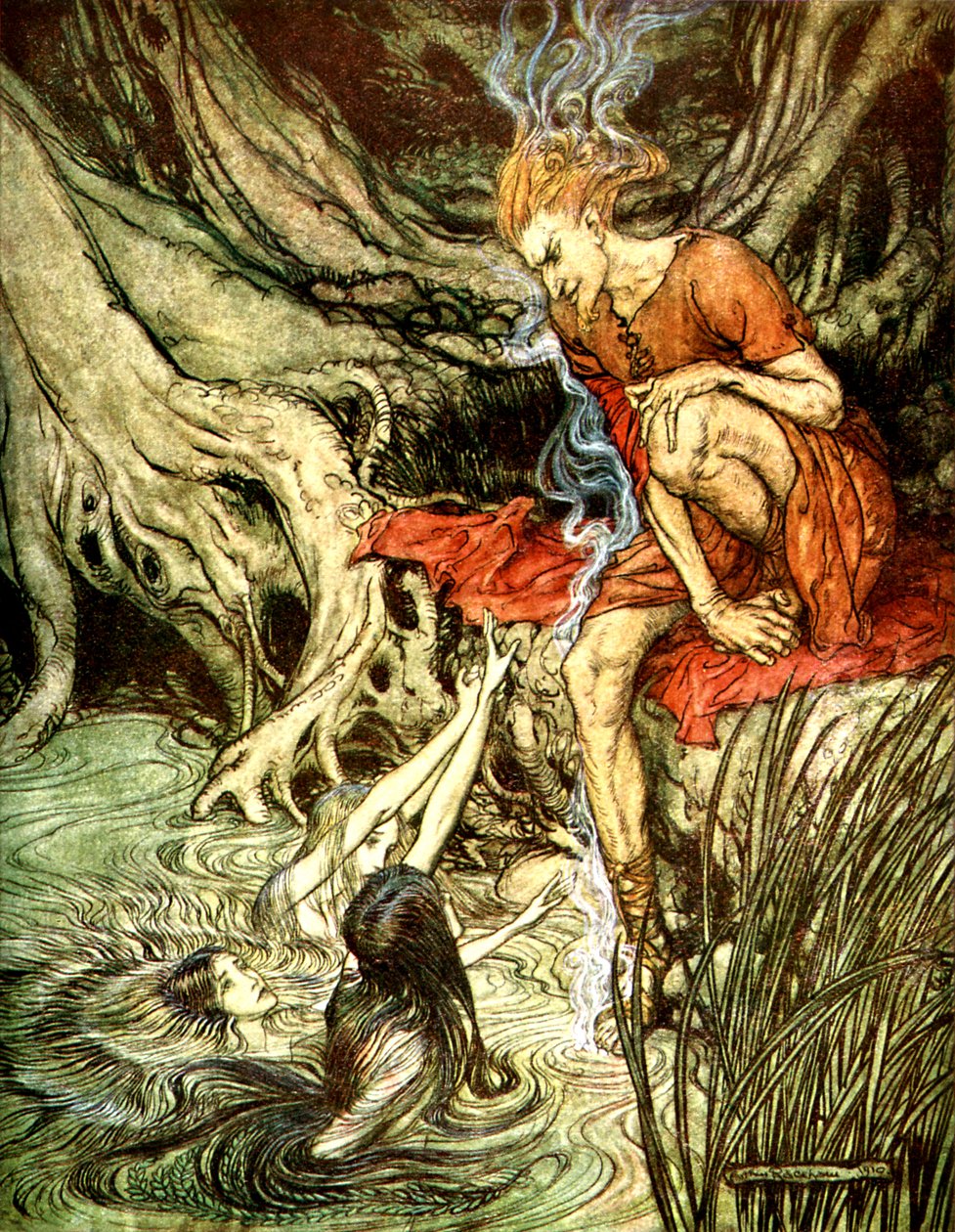Złoto Renu Das Rheingold autorstwa Arthur Rackham