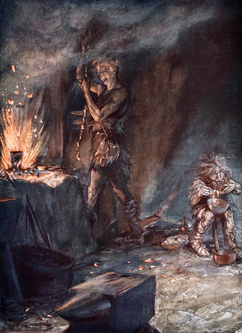 „Kucie Nothung”, 1924. autorstwa Arthur Rackham