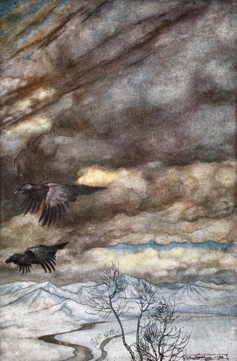„Kruki z Wotana”, 1924. autorstwa Arthur Rackham