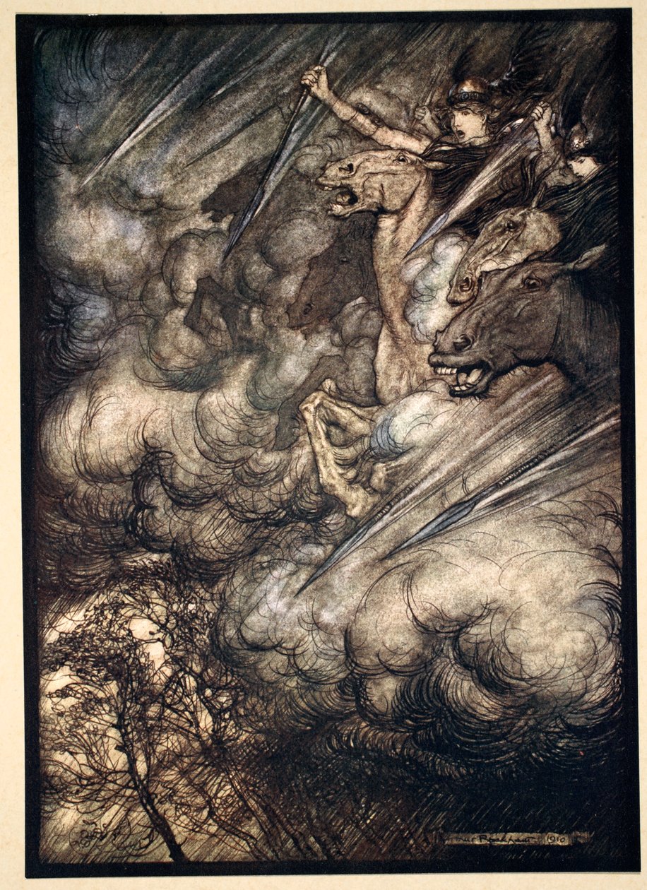 „Jazda Walkirii”, 1910. autorstwa Arthur Rackham