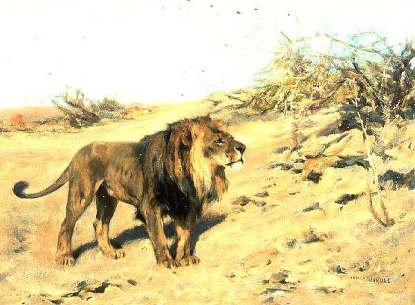 Lew pośród zarośli autorstwa Arthur Wardle