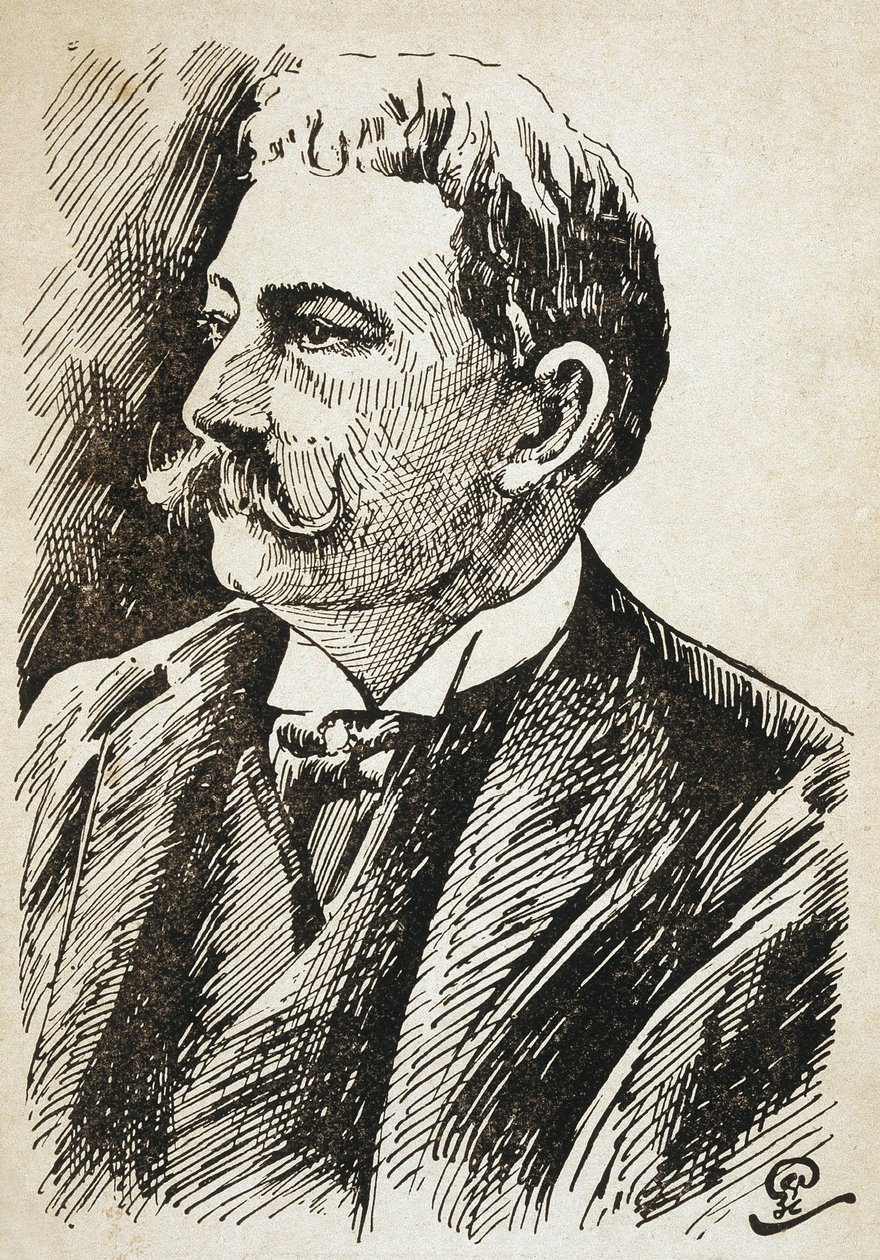 AZEVEDO, Aluisio de (1857-1913). Brazylijski pisarz. Rycina. autorstwa Artist Unknown