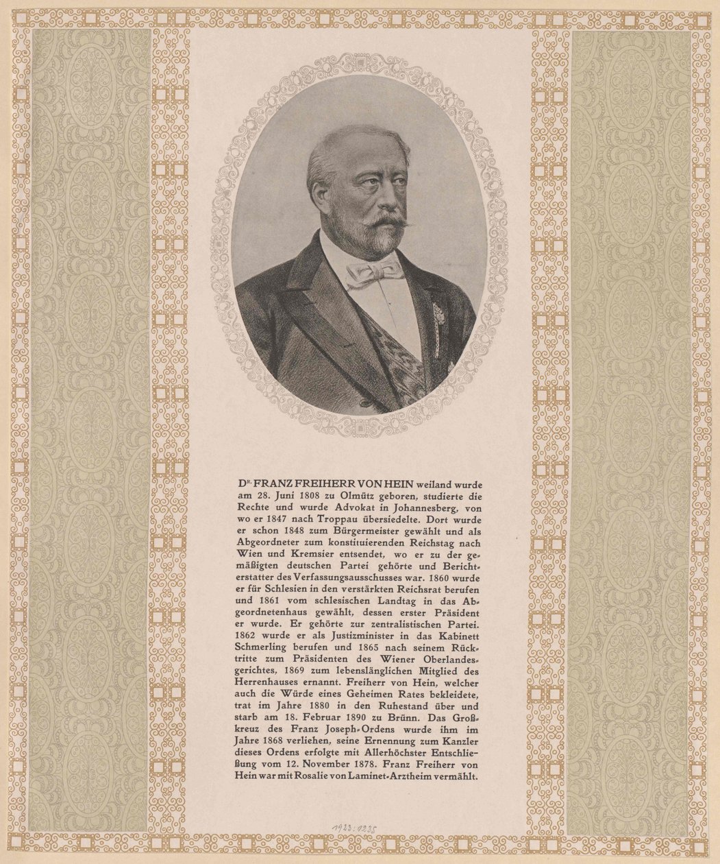 Franz Baron Hein (druk) autorstwa Artist Unknown
