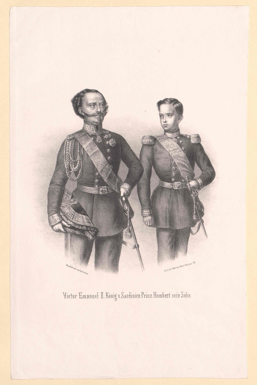 Król Włoch Wiktor Immanuel II autorstwa Artist Unknown