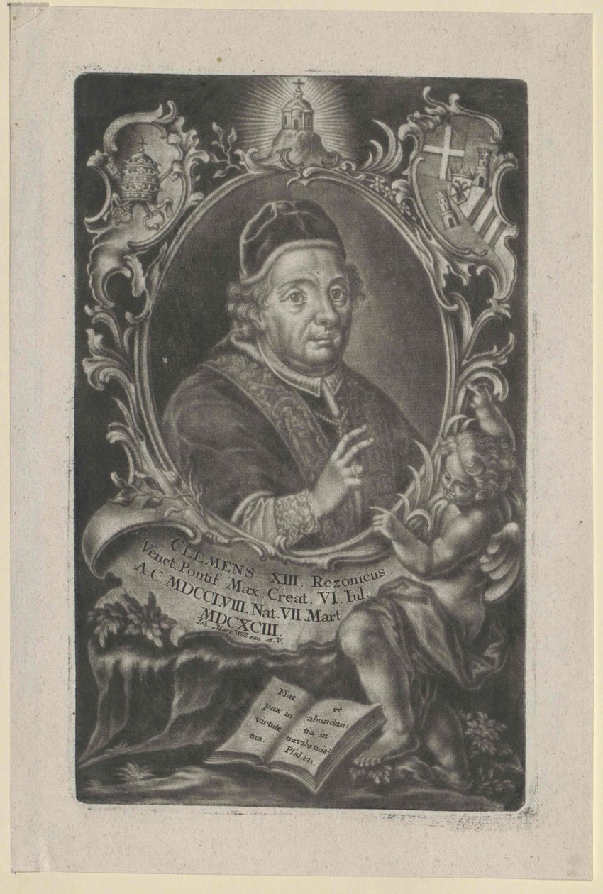 Papież Klemens XIII (druk) autorstwa Artist Unknown