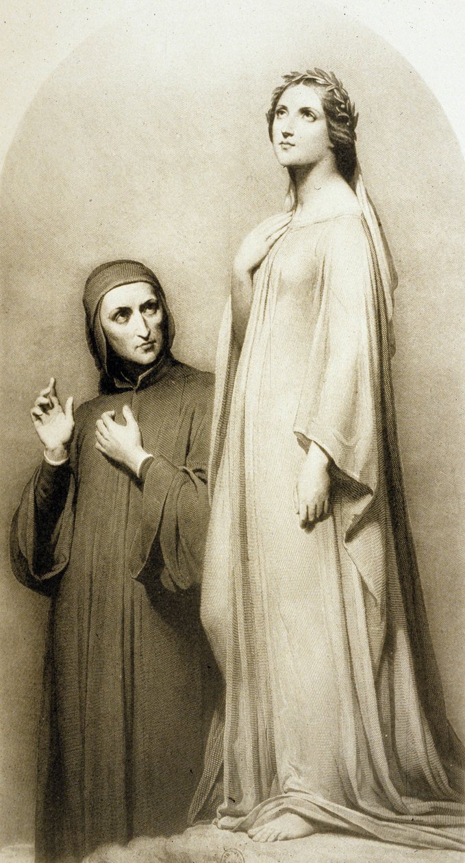 Dante i Beatrice (grafika) autorstwa Ary (after) Scheffer