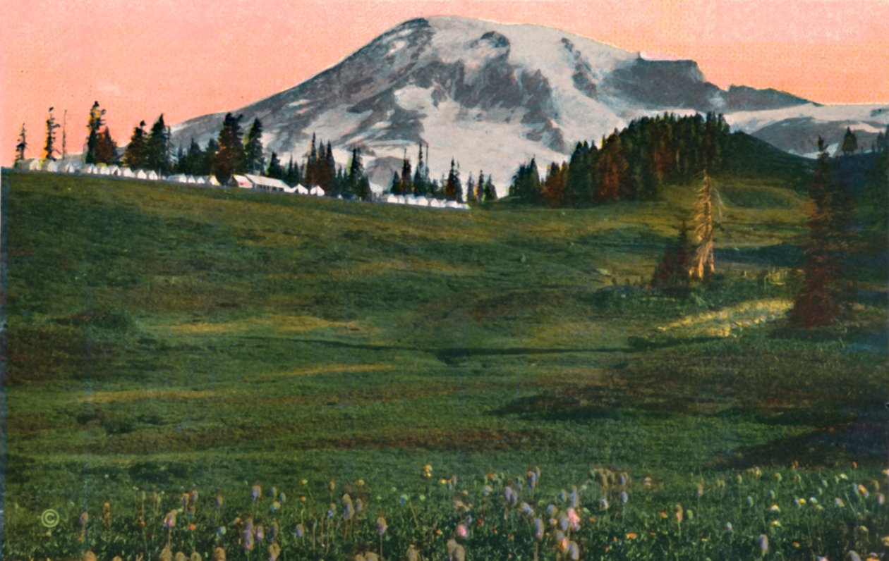 Obóz Chmur, Góra Rainier, ok. 1916 r. autorstwa Asahel Curtis