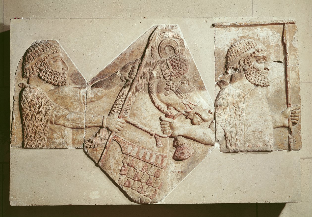 Fragment płaskorzeźby przedstawiający dopływy mediany autorstwa Assyrian School