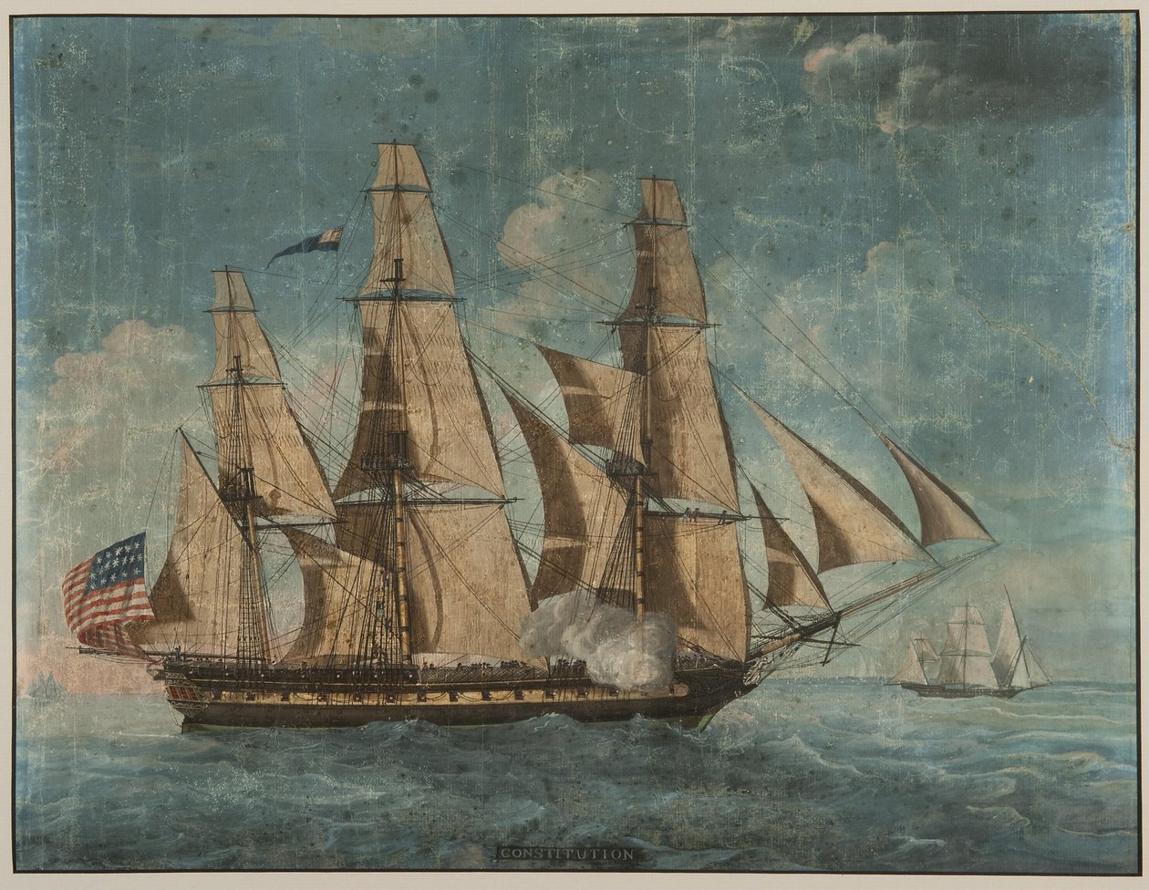 Najwcześniejsze znane przedstawienie USS Constitution autorstwa Michele Felice Corne