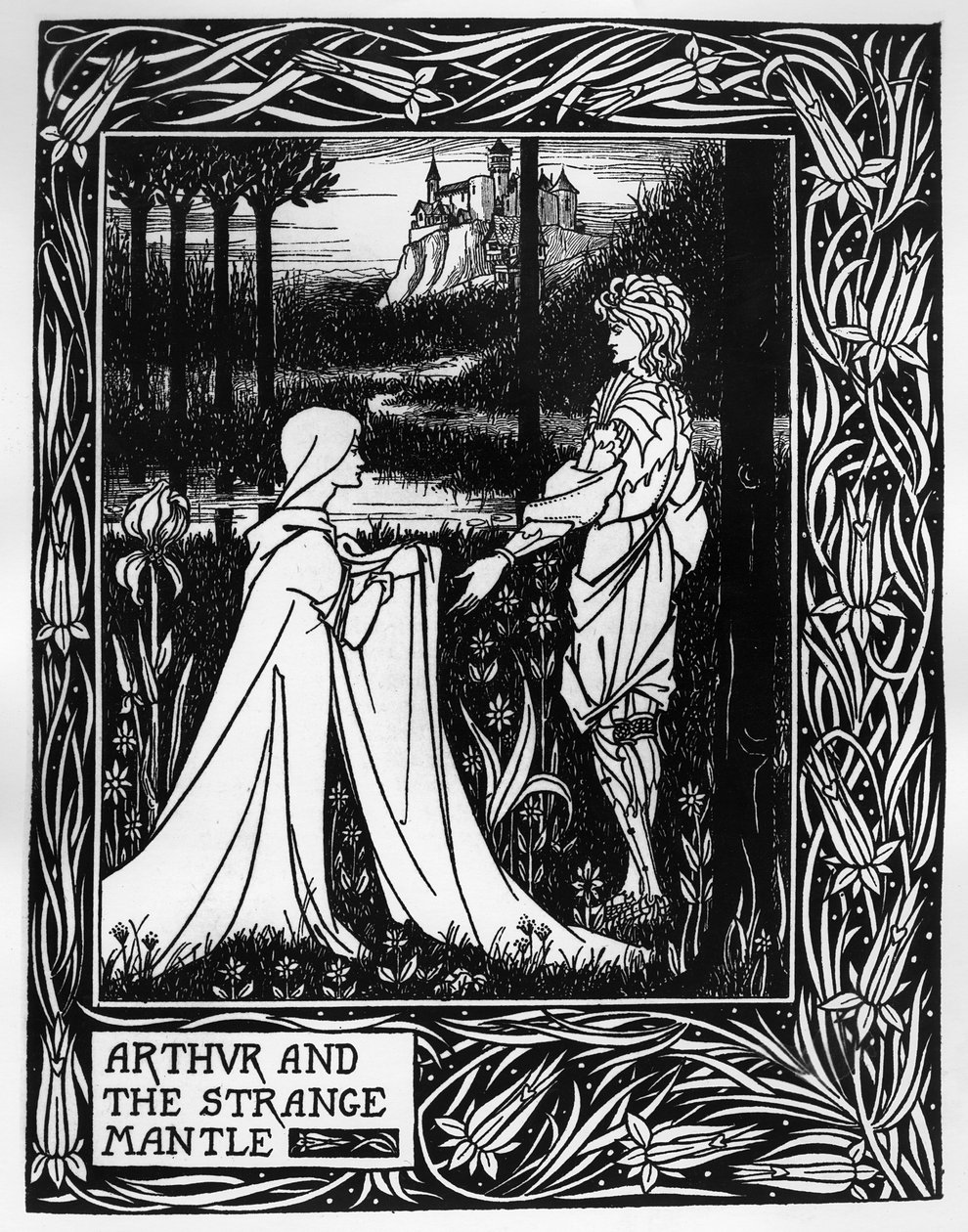 Artur i dziwny płaszcz, ilustracja z „Le Morte d