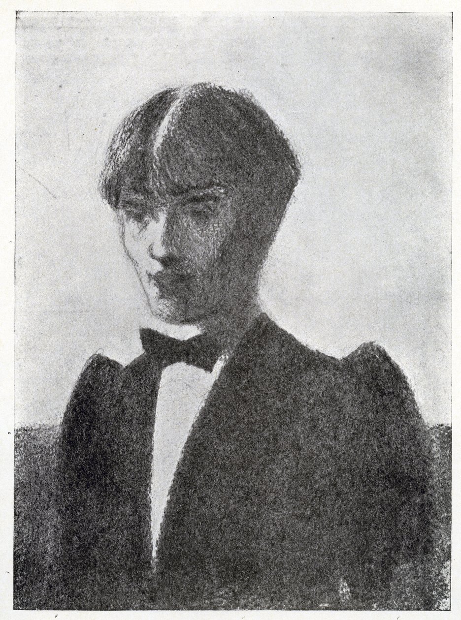 Szkic portretu artysty (węgiel drzewny) autorstwa Aubrey Beardsley