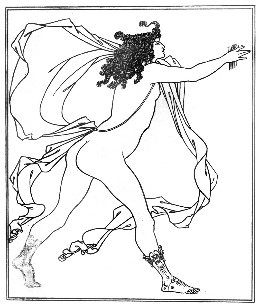 Apollo ściga Daphne (pióro i atrament) autorstwa Aubrey Beardsley