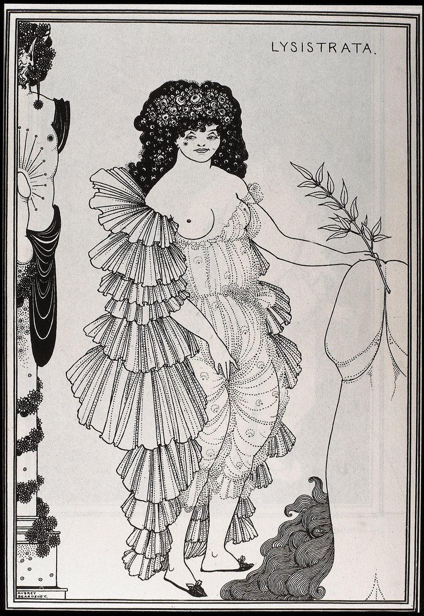 Lizystrat chroni jej płeć autorstwa Aubrey Beardsley