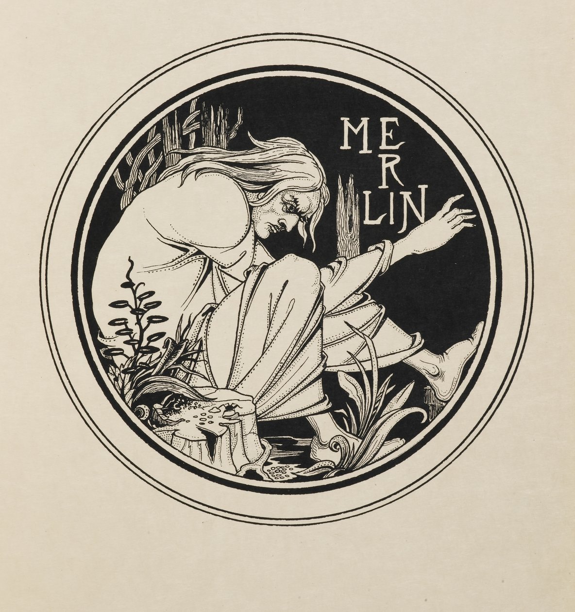 Merlin z księgi pięćdziesięciu rysunków autorstwa Aubrey Beardsley