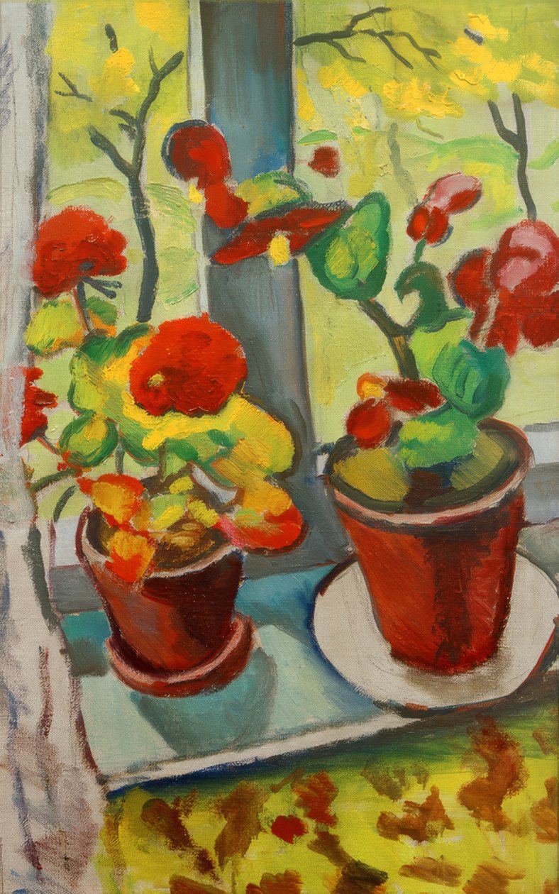 Kwiaty pod oknem (begonie w doniczkach I) autorstwa August Macke