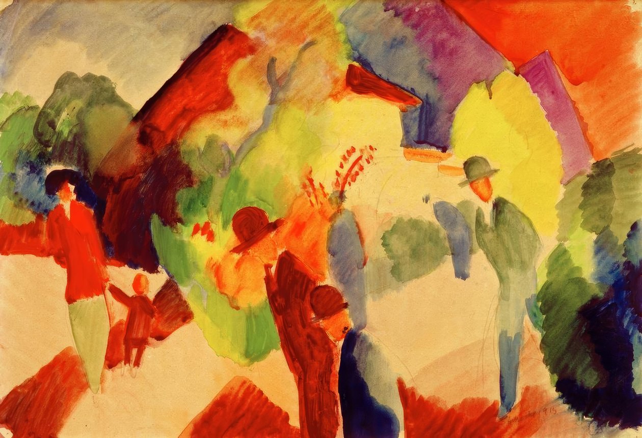 Wędrowcy w parku autorstwa August Macke