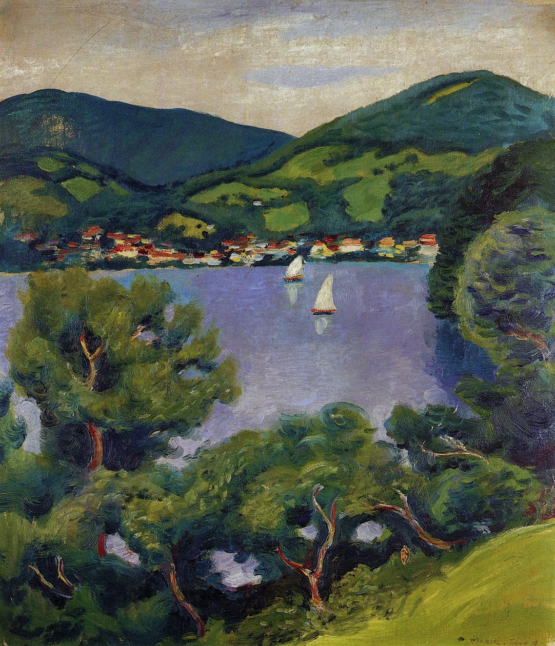 Krajobraz Tegernsee autorstwa August Macke