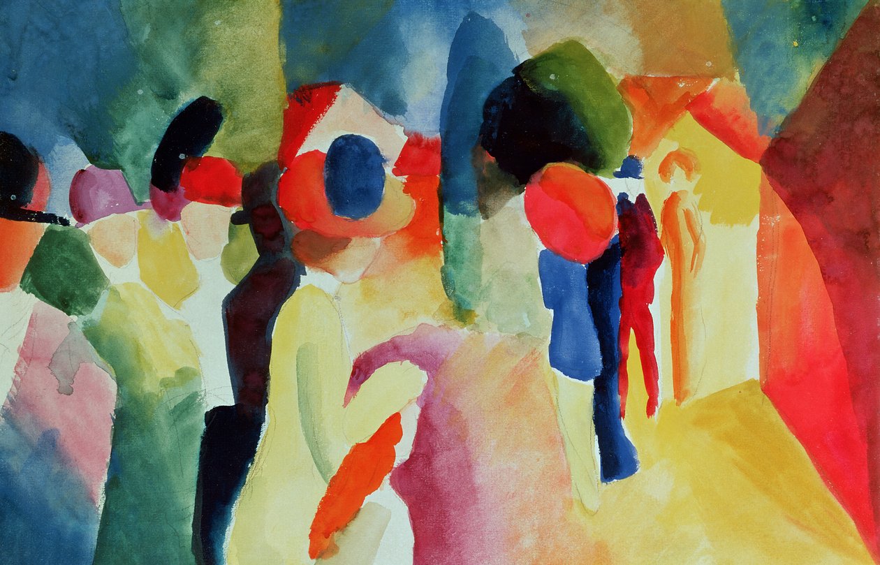 Kobieta w żółtej marynarce, 1913 (akwarela) autorstwa August Macke