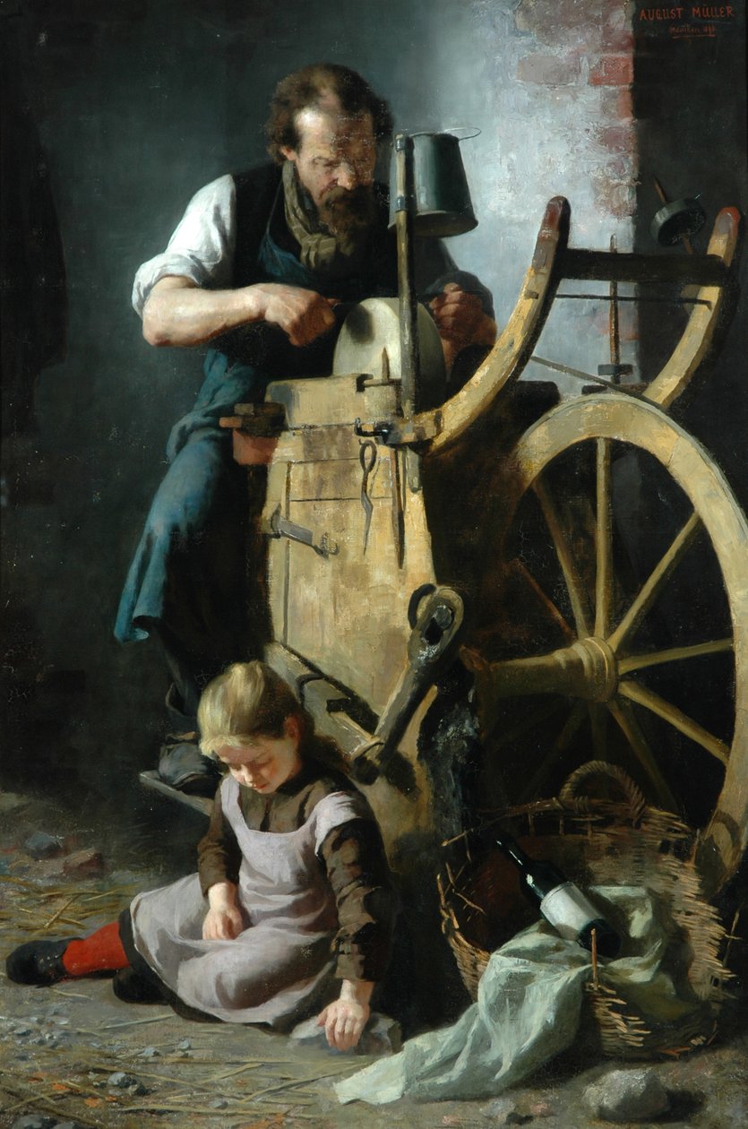 Szlifierka do noży, 1890 autorstwa August Muller