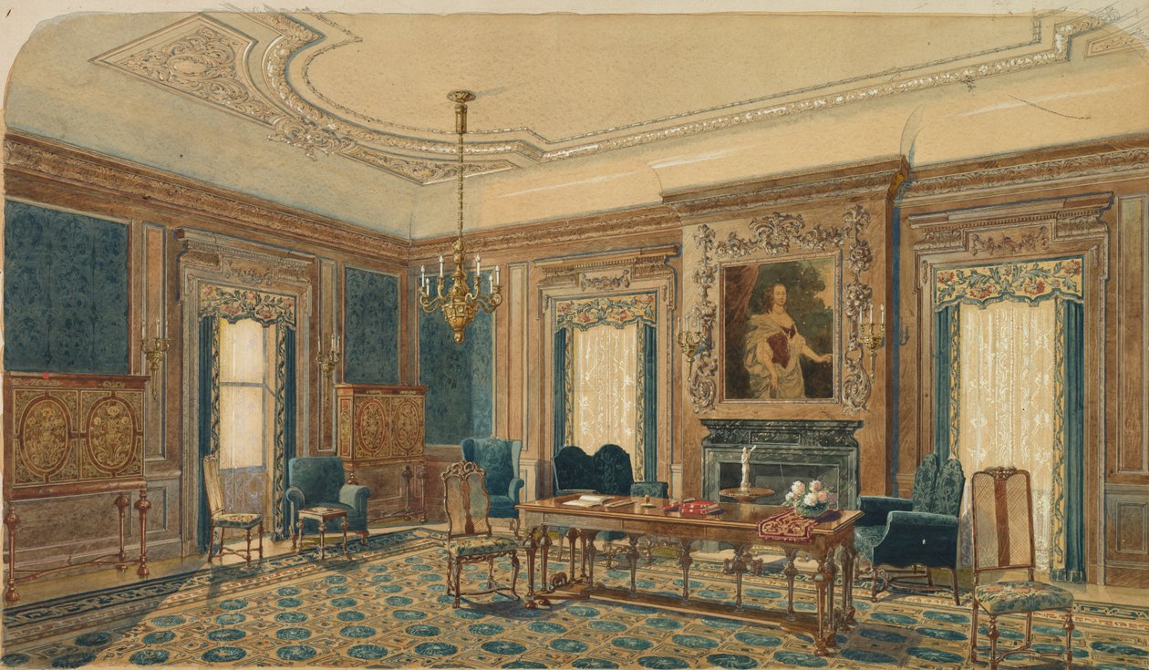 Szkic wystroju wnętrz. autorstwa August Frederick Biehle