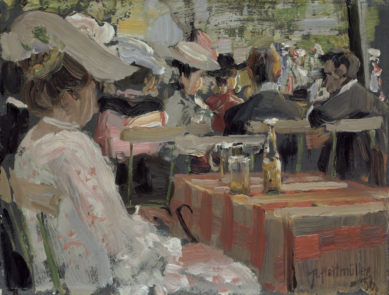 Restauracja Garden, 1906 (olej na karcie) autorstwa August Heitmuller