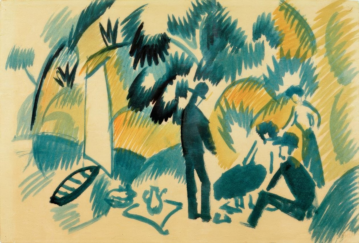 Nad jeziorem Thun, piknik po żegludze autorstwa August Macke
