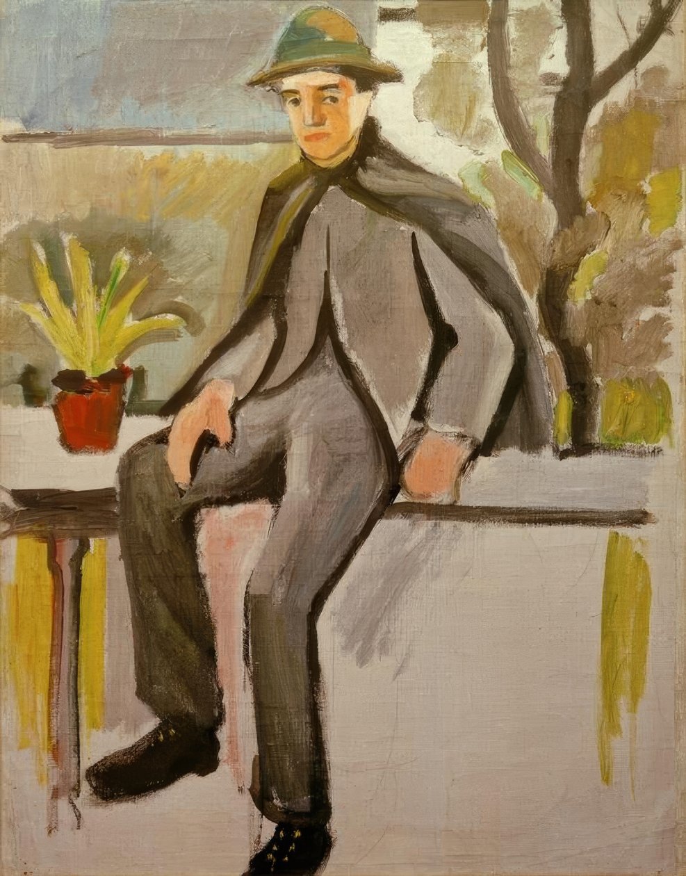 Chłopiec z farmy na balkonie? autorstwa August Macke