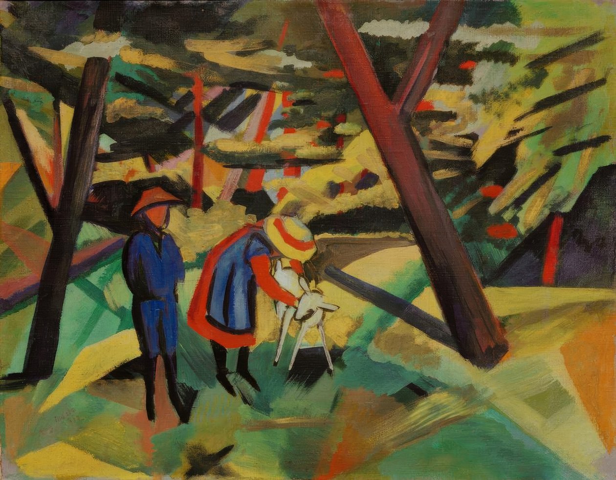 Dzieci z kozą w lesie autorstwa August Macke