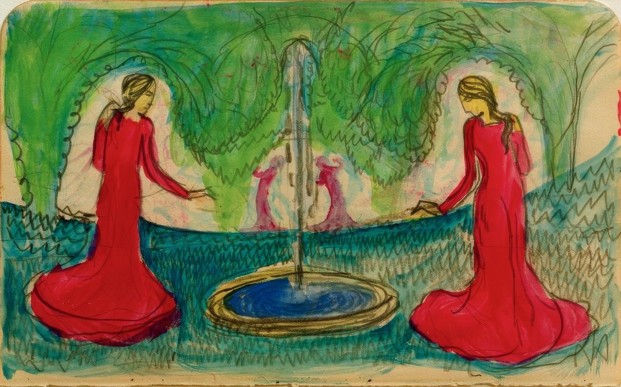Tańcz przy fontannie autorstwa August Macke