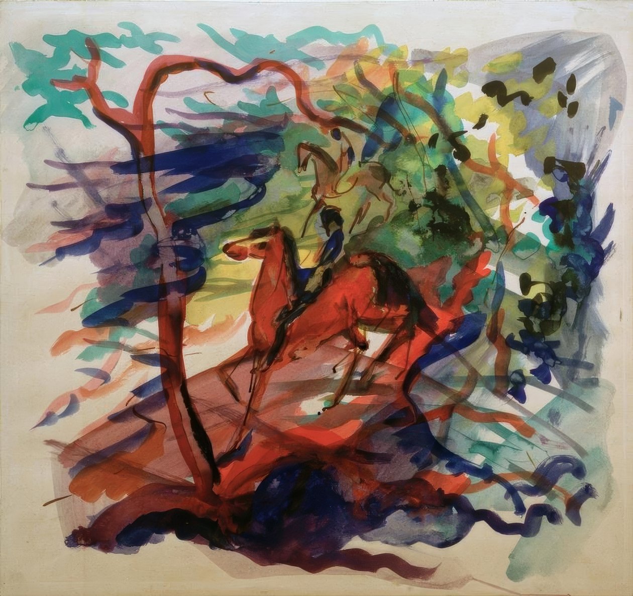 Jeździec w lesie autorstwa August Macke