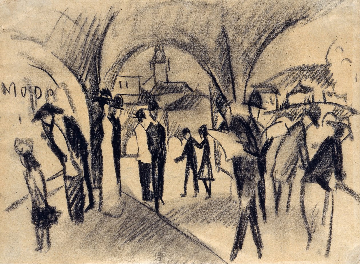 Scena pod arkadami w Thun, 1913 autorstwa August Macke