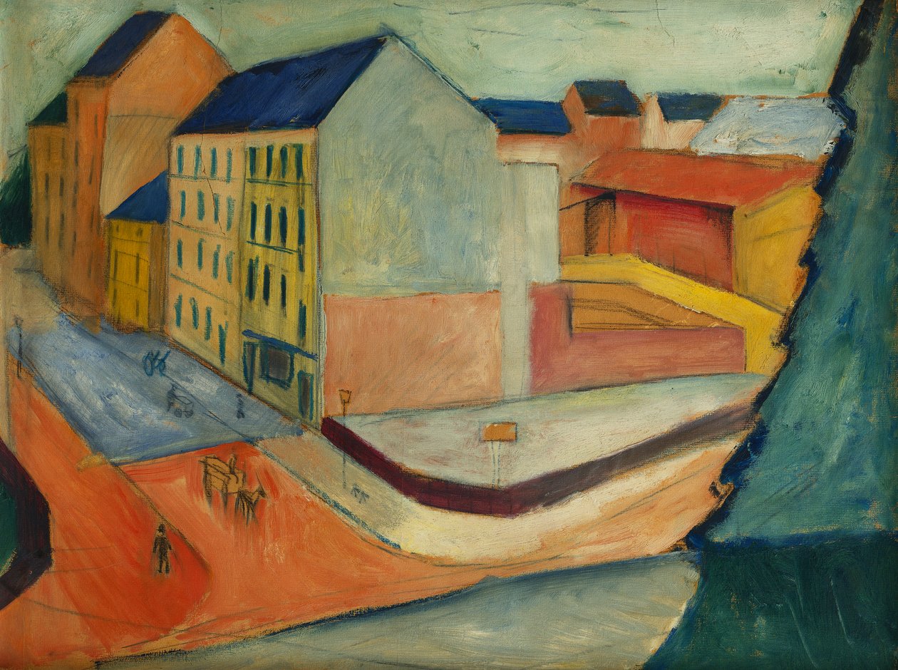 Nasza ulica z ujeżdżalnią, Bonn, 1913 autorstwa August Macke