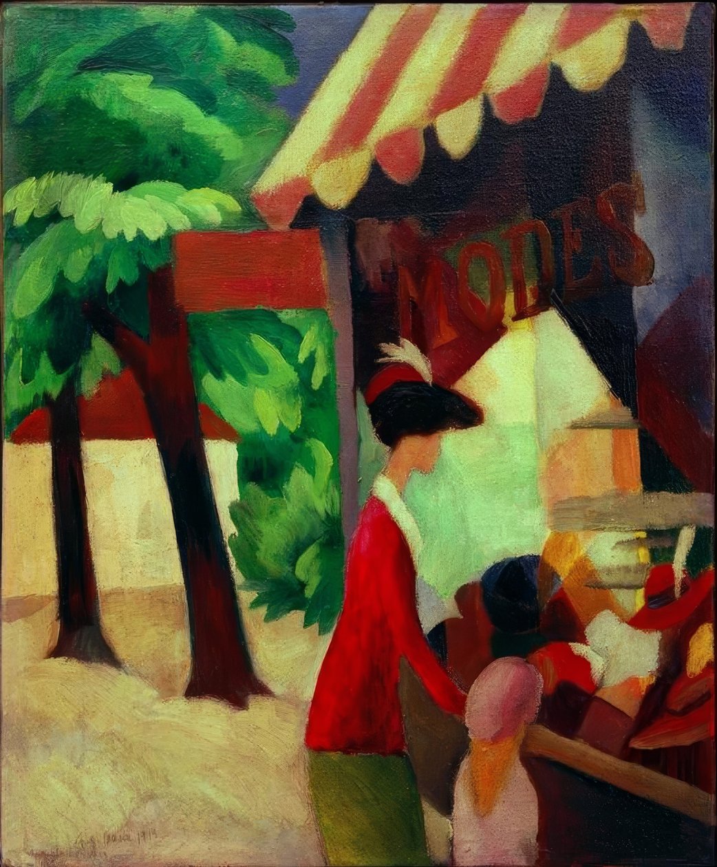 Przed sklepem z kapeluszami autorstwa August Macke