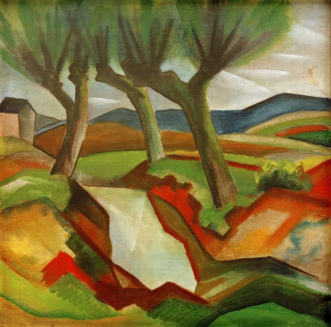 Wierzby nad strumieniem autorstwa August Macke