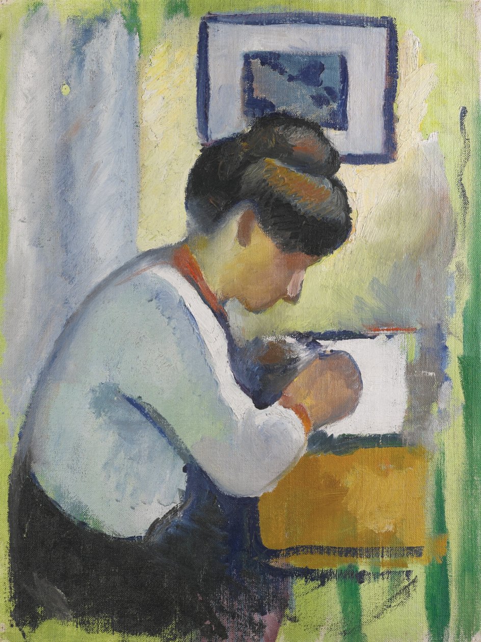 Kobieta pisząca autorstwa August Macke