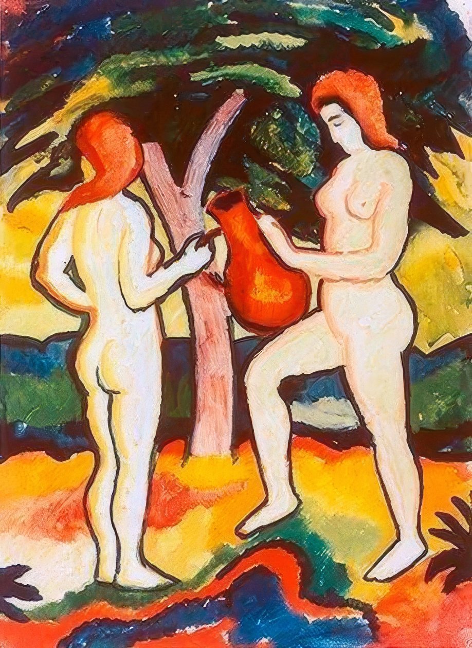 Dwa teczki z kubkiem autorstwa August Macke