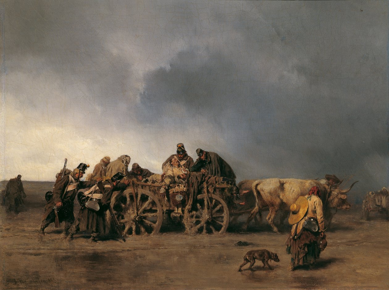 Transport rannych I autorstwa August von Pettenkofen