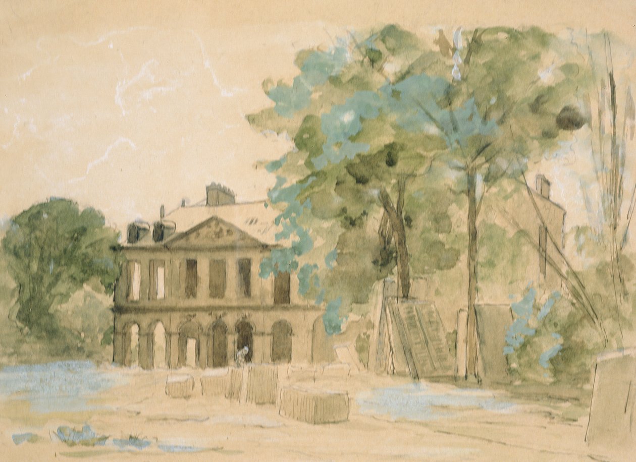 Rozbiórka zamku w Puteaux, ok. 1880 wc na papierze autorstwa Auguste Durst