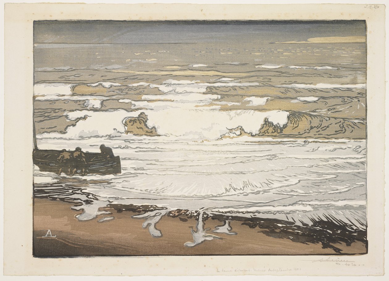 Załamują się fale, wrześniowy przypływ, 1901 autorstwa Auguste Louis Lepère