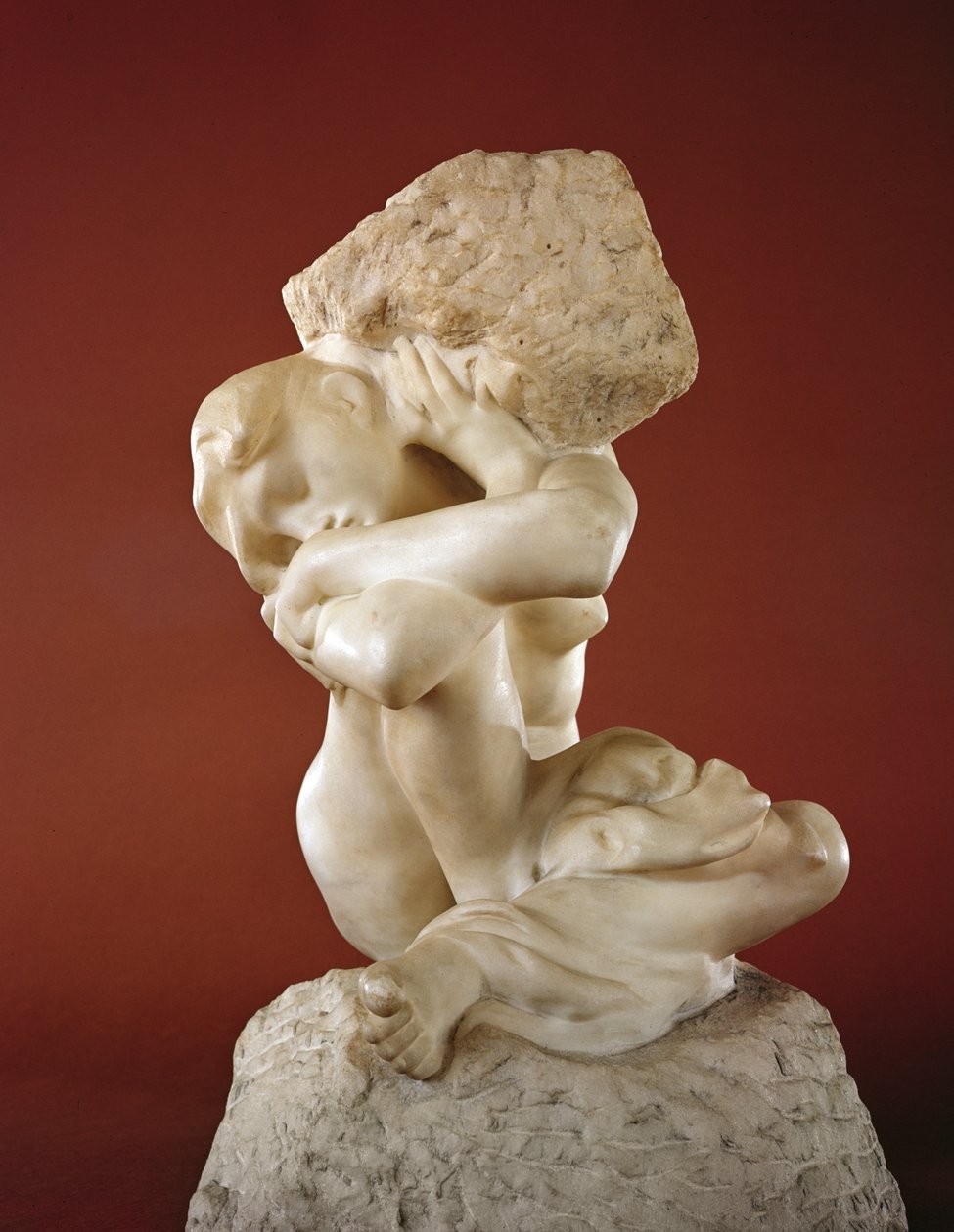 Kariatyda z kamieniem, 1881-82 (marmur) autorstwa Auguste Rodin