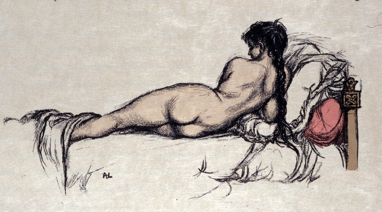 Naga kobieta w łóżku autorstwa Auguste (after) Leroux